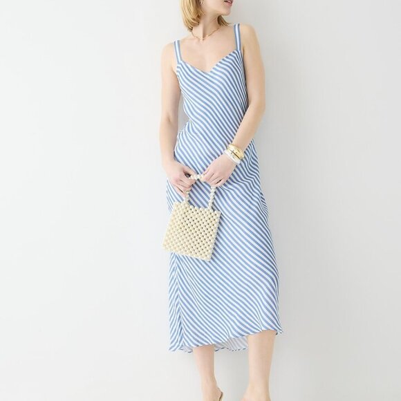 J. Crew Dresses & Skirts - J.Crew Women’s | Gwyneth Stripe Luster Charmeuse Slip Dress | Size 14